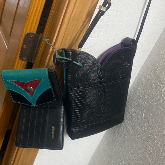 JAMES CULVER RARE Leather Crossbody/wallet💚💜 SET🤠+925🐴Bangle 6.5” - Picture 11 of 17